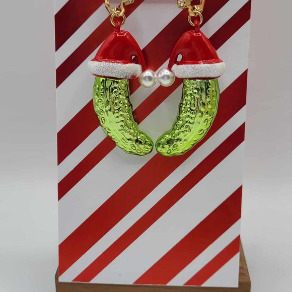Betsey Johnson Santa Baby Pickle Drop Earrings NWT!  NEW! - Picture 6 of 7